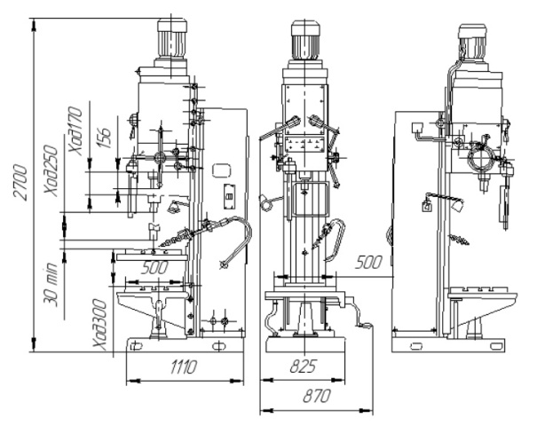 Габариты рабочего пространства станка 2С132